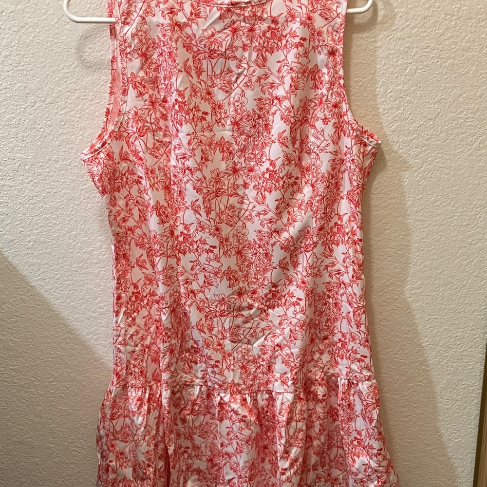 SHEIN Red and White Floral Midi Dress